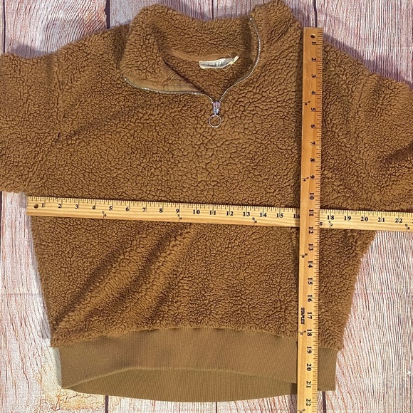 Weekend Edition Sherpa Quarter Zip Pullover Medium Mustard Cozy Fleece Sweater - Picture 8 of 10